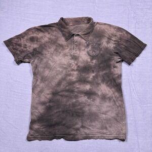 Affliction Mens Brown Lion Shield Y2K Bleach Was Polo‎ Style Shirt Size Large